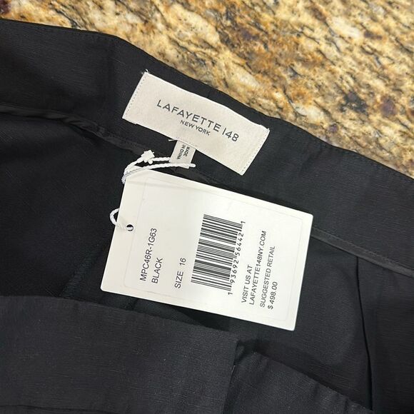 Lafayette 148 New York Franklin Silk & Linen-Blend Pant In Black Size 16 - Picture 6 of 12